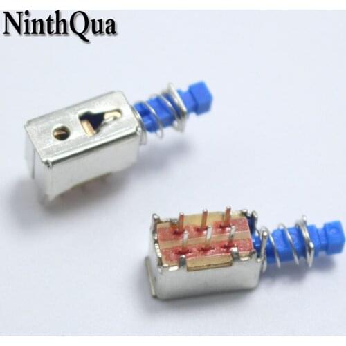 NinthQua 5pcs A04 6pin TV Power Switch With Spring Self-locking Blue DC 12V 50MA Unidirection Push-button Switch