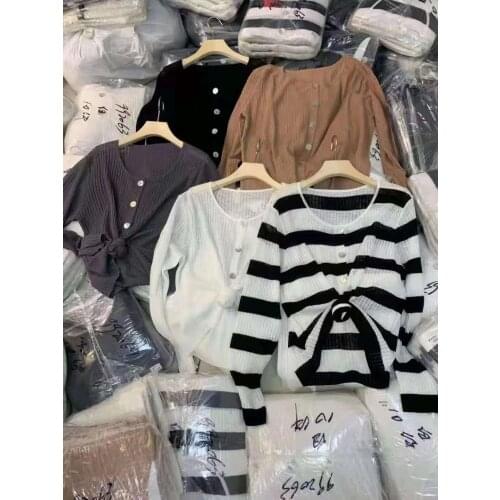 2021 early autumn new loose version striped thin ice silk knit sweater big round neck cardigan jacket female trend