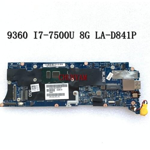 NEW LA-D841P FOR Dell XPS 13 9360 Laptop Notebook Motherboard w/ i7-7500U 8GB RAM CN-06WFFT 6WFFT Mainboard 100% Tested