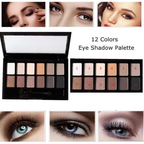 New Top Quality 12 Colors Set Women Waterproof Makeup Eyeshadow Palette Eyebrow Eye Shadow Powder Cosmetic With Brush