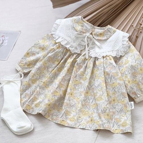 Floral Girls Dress Spring Fall Soft Breathable Infant Kids Tutu Dress for Girls Clothing Children Party Wedding Costumes Xmas