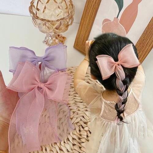 Braided Hairbow Hairpin Girls Hair Accessories Headdress Children Clip Female Ponytail Streamer Temperament Girl Hairpin