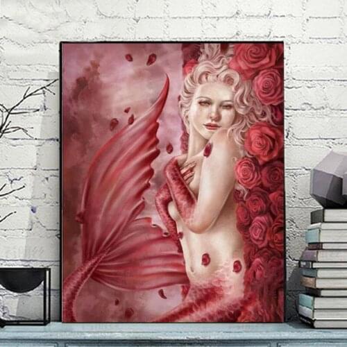 Full square/round 5D DIY diamond painting red rose sexy Mermaid Embroidery Pattern Cross stitch kit mosaic home decor wall arts