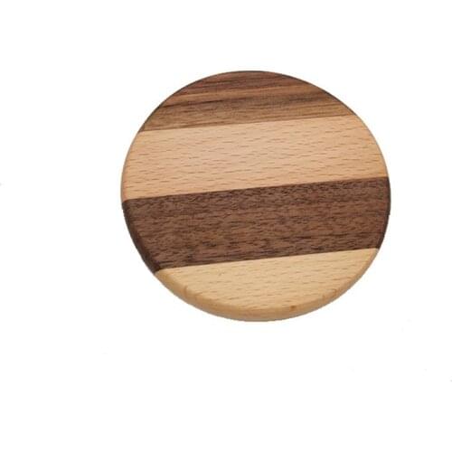 Practical bowl mat Wooden Coaster Solid Wood Coaster Square Round Wooden Coaster Cup Holder Wooden Placemat Multicolor Stitching