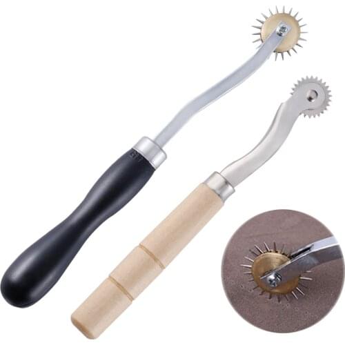 LMDZ 2Pcs Professional Stitch Marking Spacer Kit 4mm and 2mm Tracing Wheel Leather Needle Point Tracing Wheel with Wooden Handle