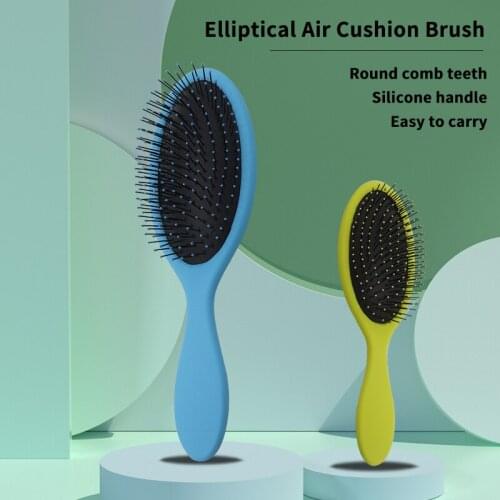 Rubber Handle Nylon Women Hair Massage Brush Detangling Wet And Dry Hair Brush