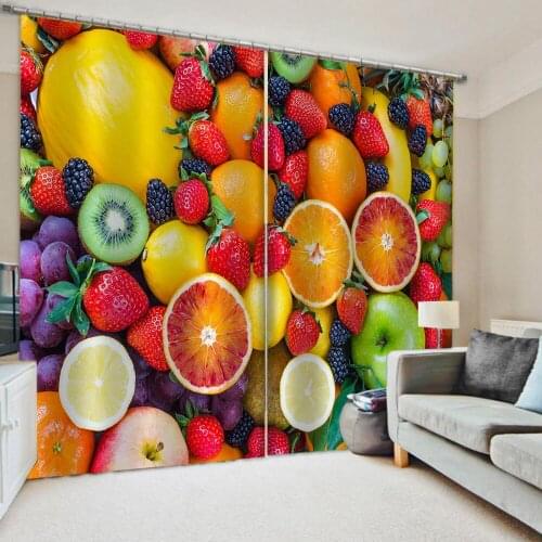 Luxury Blackout 3D Window Curtains For Living Room Bedroom fruit curtains 3D Curtains set For Bed room Living room Office