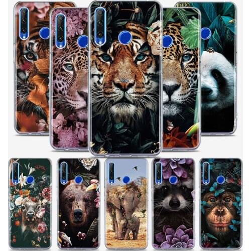 Flower Animal Tiger Silicone Cover For Honor 30 30S 30i 9 10 9A 9C 9S 9N 10i 10X 9X Lite Pro 5G Phone Case