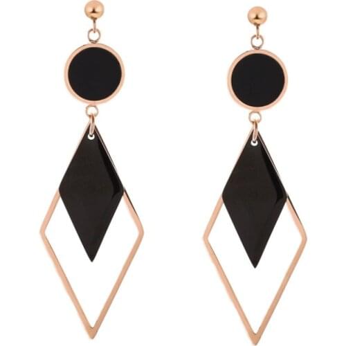 316L Stainless Steel New Fashion Jewelry Punk Elegant Evening Dress Accessories Geometric Shape Triangle Drop Earrings For Women