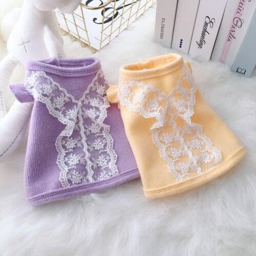 Cute Lace Dog Shirt Cat Chihuahua Puppy Doggie Small Dog Costume Vest Yorkshire Schnauzer Shih Tzu Poodle Bichon Clothing Outfit