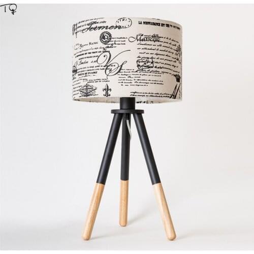 Nordic Retro Vintage Tripod Table Lamps Led Solid Wood Modern Artist Living Room Bedroom Study Bedside Art Decor Home Lamp Desk