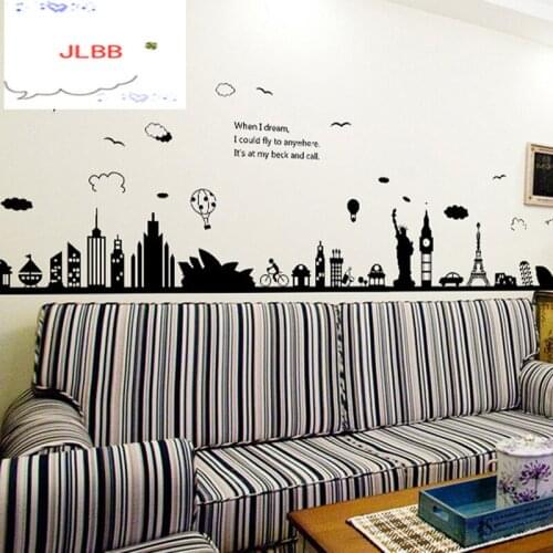 Modern City landscape Wall Stickers Large Black Tower Sydney Greek City For Living Room Bedroom background Home Decoration