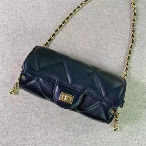 Sheep Leather Chain Bag Small Real Skin Shoulder Bags Lipstick Purses And Handbags Famous Brand Designer Plaid Bag High Quality