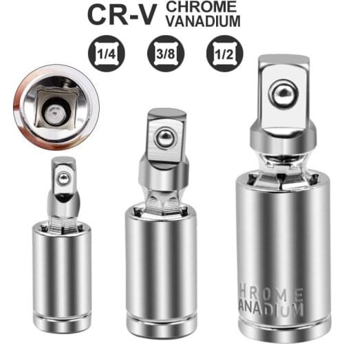 1/4" 3/8" 1/2" Universal Joint Set 360 Deg Rotary Head Ratchet Angle Extension Bar Socket Adapter Bendable Adapter Socket Tools