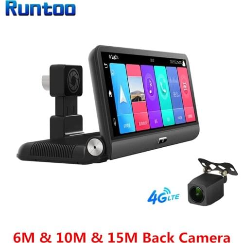 RUNTOO Smart Rearview Mirror Camera 4G Android Car DVR 1080P Dual Lens Dash Cam Auto Registrar Driving Video Recorder GPS WIFI