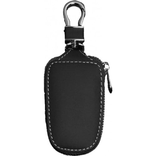 Universal Faux Leather Keychain Car Key Fob Zipper Protection Case Cover Bag Automobiles Interior Accessories