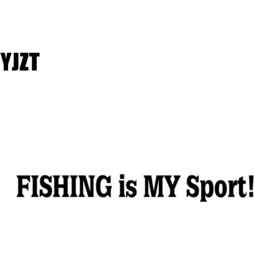 YJZT 20cm*2.3cm FISHING IS MY SPORT Interesting Vinyl Written Words Car Sticker Decals Black Silver C11-0207