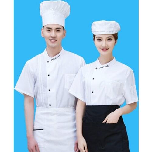 Women Mens Short-sleeved Breathable Kitchen Workwear Chef Jackets Catering Restaurant Food Service Uniforms