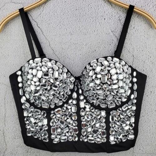 Jazz Costumes Women Sexy Shiny Rhinestone Tube Top Nightclub Bar Dj Ds Singer Rave Outfit Ladies Performance Clothing DT2361
