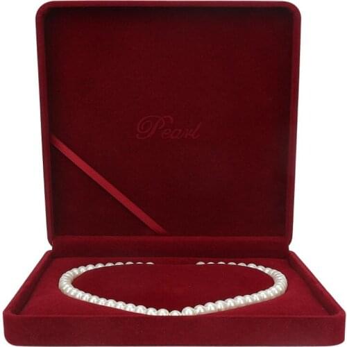 10pcs Big Velvet Pearl Necklace Box Case Heart Core Jewelry Packaging Box Storage Gift Boxes Jewelry Carrying 19x19x4cm SL43