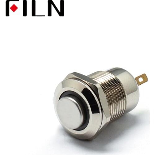 12mm 12V LED Momentary 2 Pins 4 Pins 1NO Latching Brass Nickel Plated anti vandal High Actuator Mini Metal Push Button Switch