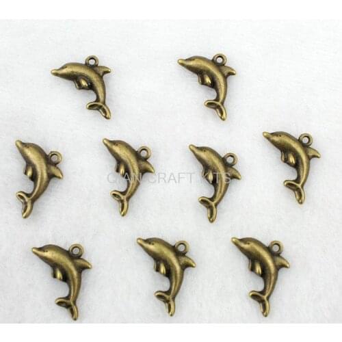 15pcs little jumping dolphin 22*13mm antique bronze zinc alloy DIY jewelry accessories handicraft charm pendants