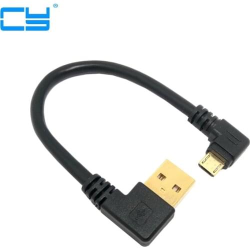 15CM Gold Plated USB 2.0 Charger Cable Right Angle Card 90 Male Micro Left Sync Cable Degree Data USB Charging Corner To X8E9