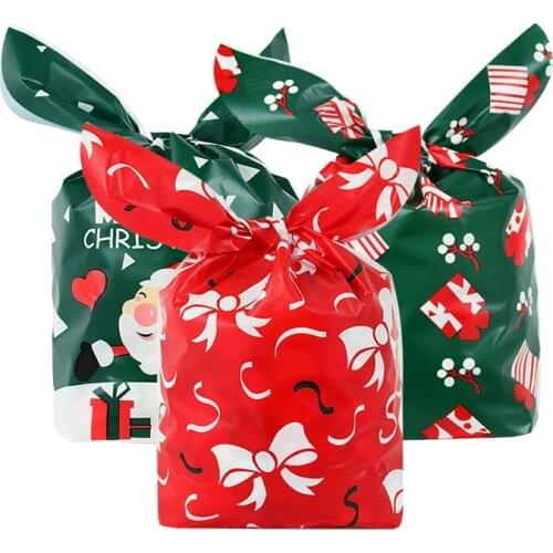 23x13cm PVC Gift Bags Christmas Cartoon Santa Claus Design Bag for New Year Present Candy Cookies Packaging Navidad Supplies