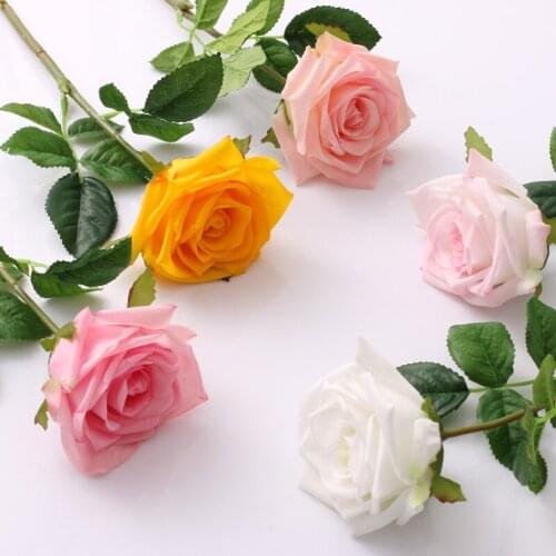 120pcs Multi Color Hand Moisturizing Rose Flower Single Stem Good Quality Artificial Flowers for Wedding Decorations W0100