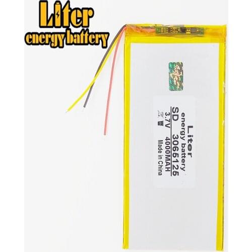 3 line 3.7V 4000mAH 3065125 Polymer lithium ion / Li-ion battery for tablet pc BANK,GPS,mp3,mp4