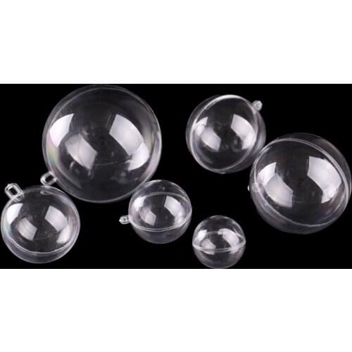 5pcs 4/5/6/7cm Transparent Round Ball Christmas Tree Hanging Balls Ornament DIY Plastic Open Clear New Year Home Xmas Gift Decor