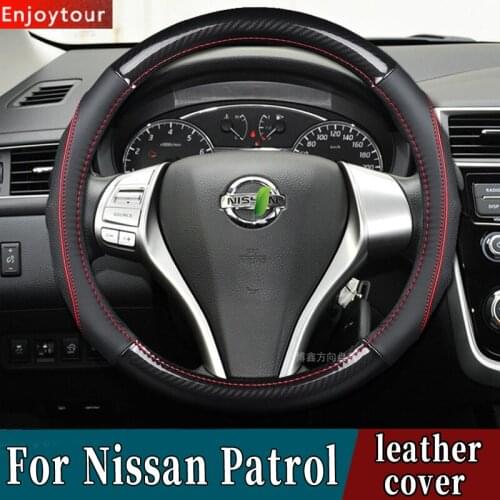 Accessories Car Styling Genuine Leather Steering Wheel Covers for Nissan Patrol Super Safari Y61 Y62 1997 2009 2012 2010 2020