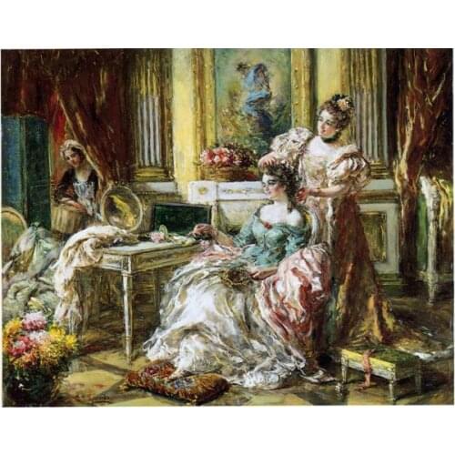 Free shipping classical girl dressing up canvas prints court figure oil painting printed on canvas wall art decoration picture