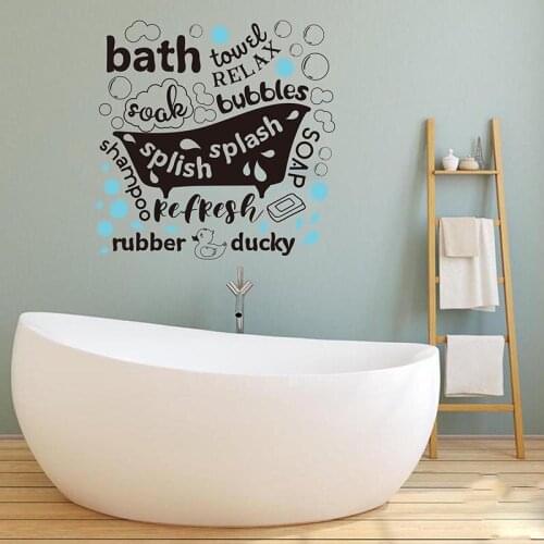 Large Bathhub Soak Bathroom Shower Room Wall Sticker Bubbles Splish Splash Soap Wall Decal Loo Vinyl Home Decor