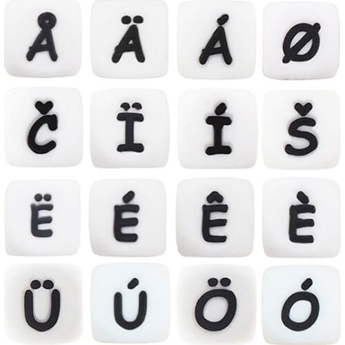 Chenkai 100PCS 12mm Silicone Letter Beads Baby Pendant Nursing Sensory Teething Pacifier DIY Necklace Chain Accessories