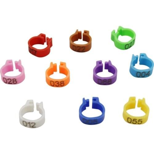 No.001~100 8mm bird foot clip ring Pigeon Parrot Identification Clip Rings Bird Supplies 10 Colors bird feeding tool 100 Pcs