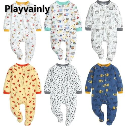 Baby Romper Boys Girls Cartoon printing Long Sleeve Cotton Foot-covering jumpsuit Newborn Baby Clothes 0-2Y E100243