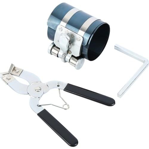 Piston Ring Compressor Plastic Rubber Handle Cover Wrench Adjustable Car Installer With Piston Ring Pliers Auto Steel Ratchet