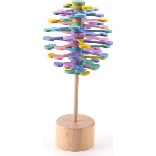 Creative Wooden Helicone Lolly Toy Rotating Magic Wand Stress Relief Decompression Toys Home Office Art Decoration
