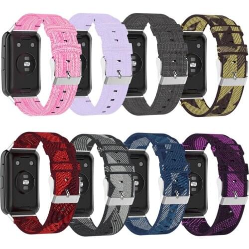Lightweight Braided Nylon Watch Strap for Huawei Watch Fit Replacement Watch Band w/ Stainless Steel Buckle Wristband
