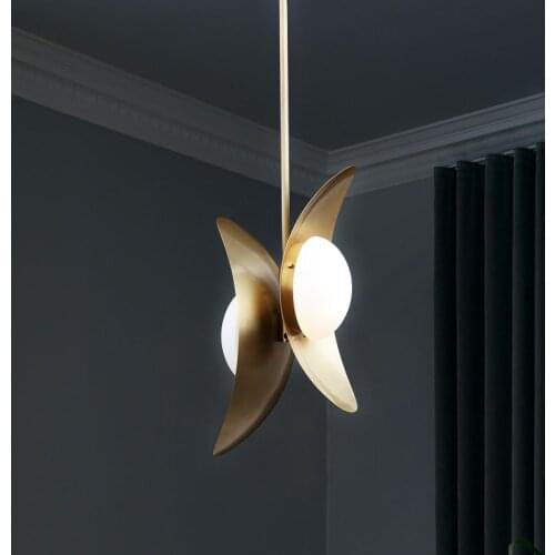 Copper Pendant Lights Bedroom Bedside Dining Room Bar Creative LED Luminaire Postmodern Simple Porch Corridor Glass Hanging Lamp