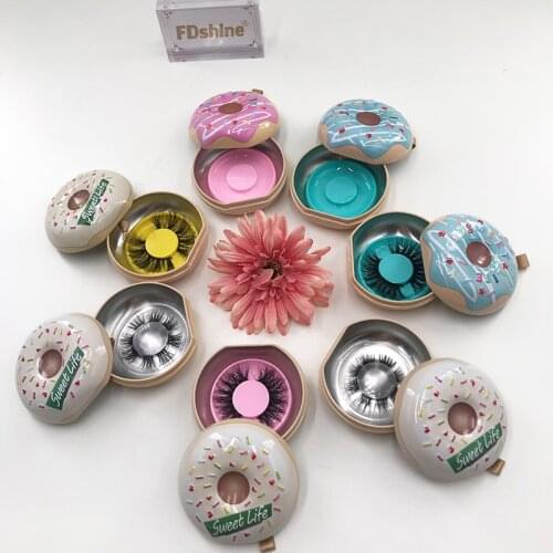 Cute Lashes Box Donuts Package Wholesale Custom Private Label LOGO Case for Lashes