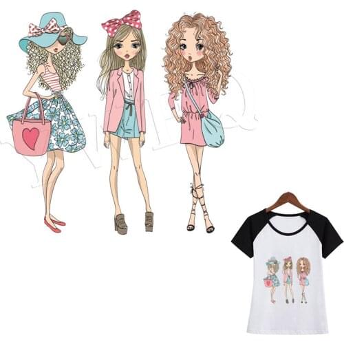 Fashion Girls Patches For Clothes Women Dresses Iron On Diy Accessory Stickers Fashion Clothes Heat Transfer Iron On Transfer