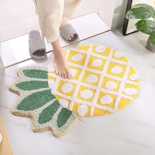 Cartoon Cute Pineapple Bathroom Door Entrance Mat Cartoon Animal Bath Rug Bathroom Non-Slip Mat Entrance Door Absorbent Door Mat