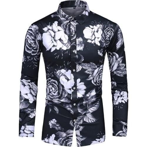 Autumn New Boutique Mens Luxury Mens Regular-Fit Long Sleeve Button Up Printed Shirts 5XL 6XL 7XL