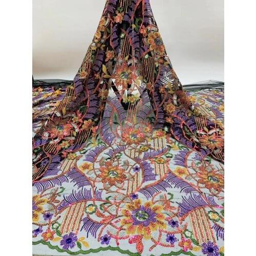 Nigeria sequined lace fabric 2020 high quality lace tulle African lace fabric wedding French mesh lace fabric sewing D4150