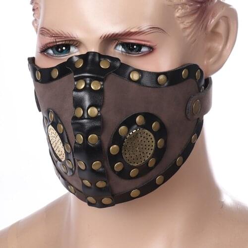 New Steampunk Rivet Leather Mask Vintage Gothic Biker Punk Maskque