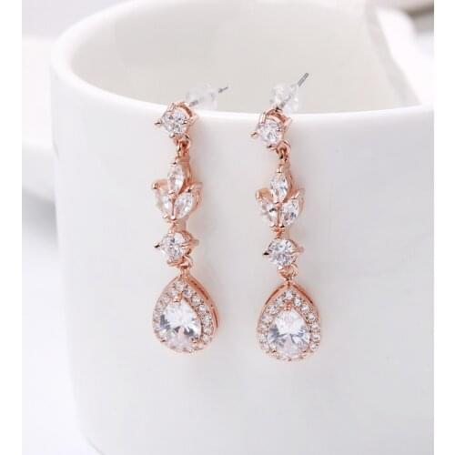 WEIMANJINGDIAN Brand New Arrival Teardrop Cubic Zirconia CZ Crystal Wedding Earrings Brides or Bridesmaid Jewelry