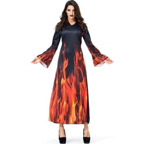 New Arrival Women Flame Devil Costume Halloween Adult Party Cosplay Fantasia Clothing