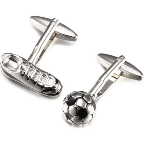 New Gift Retail Soccer Style Cufflinks for Mens Accessories Lepton Hotsale High Quality White Football Cuff Links Mens Gifts
